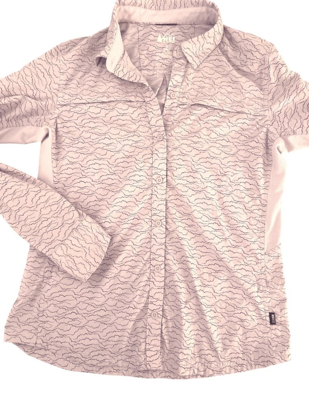 women's REI Sahara long sleeved shirt size S tuscan violet cloud pattern